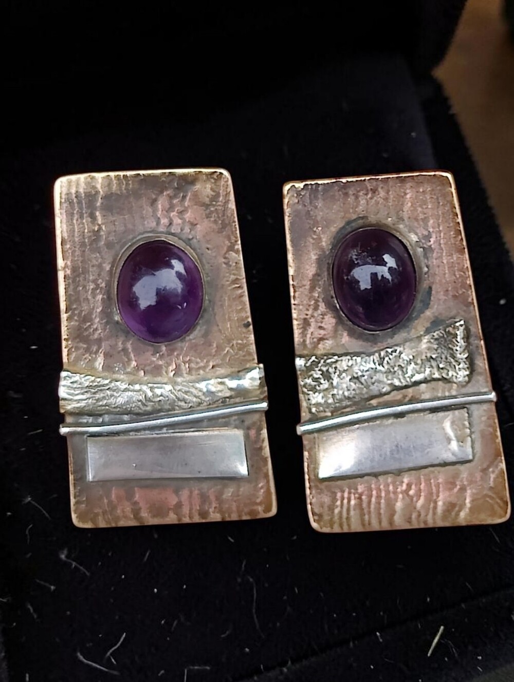 VintageRare Artisan Olga Ganoudis Sterling Amethyst Earrings